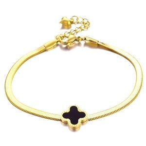 18K gold plated stainless steel four leaf clover bracelet